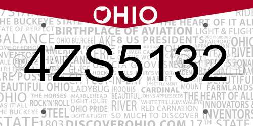 4ZS5132 Ohio License Plate