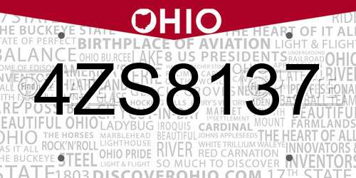 4ZS8137 Ohio License Plate