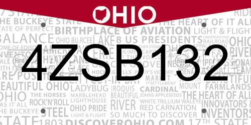 4ZSB132 Ohio License Plate
