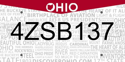 4ZSB137 Ohio License Plate