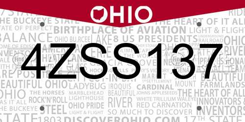 4ZSS137 Ohio License Plate