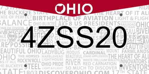 4ZSS20 Ohio License Plate