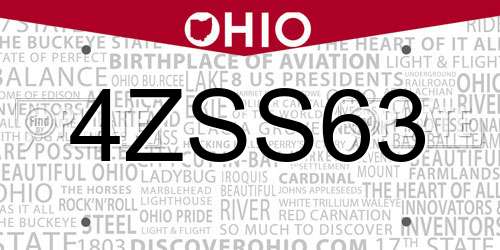 4ZSS63 Ohio License Plate