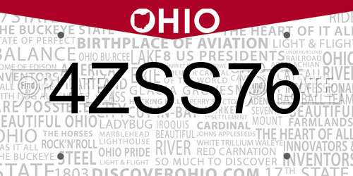 4ZSS76 Ohio License Plate