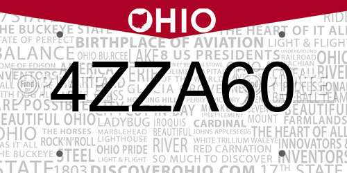 4ZZA60 Ohio License Plate