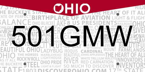 501GMW Ohio License Plate