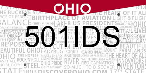 501IDS Ohio License Plate