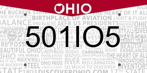 501IO5 Ohio License Plate
