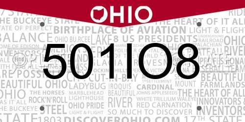 501IO8 Ohio License Plate