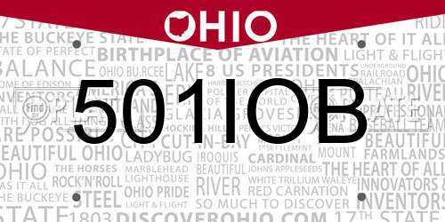 501IOB Ohio License Plate