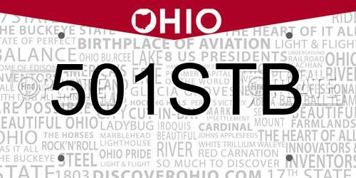 501STB Ohio License Plate