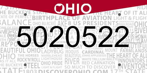 5020522 Ohio License Plate