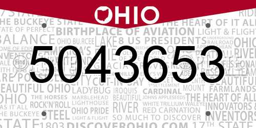 5043653 Ohio License Plate