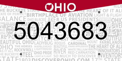 5043683 Ohio License Plate