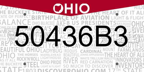 50436B3 Ohio License Plate