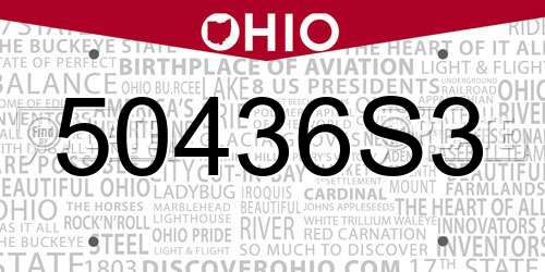 50436S3 Ohio License Plate