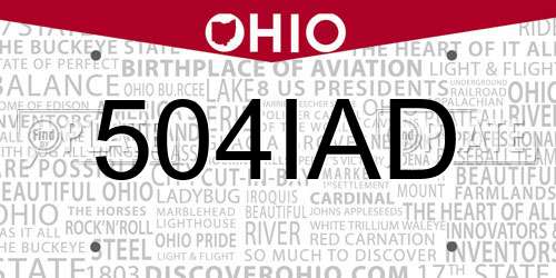 504IAD Ohio License Plate