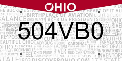 504VB0 Ohio License Plate