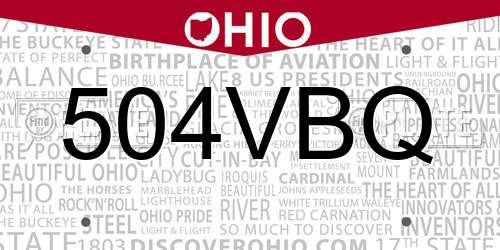 504VBQ Ohio License Plate