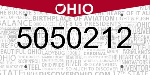 5050212 Ohio License Plate