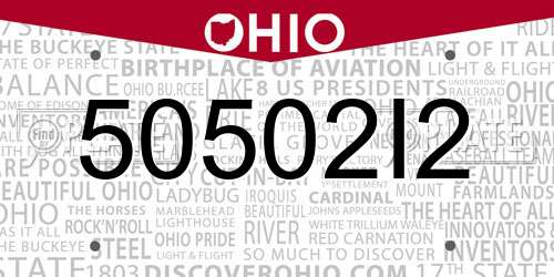 50502I2 Ohio License Plate
