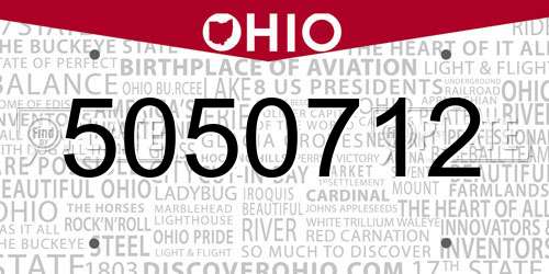 5050712 Ohio License Plate