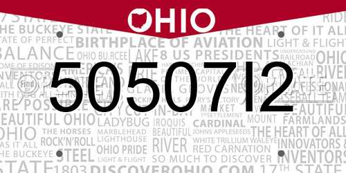 50507I2 Ohio License Plate