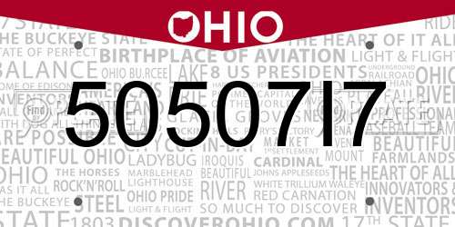50507I7 Ohio License Plate