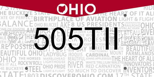 505TII Ohio License Plate