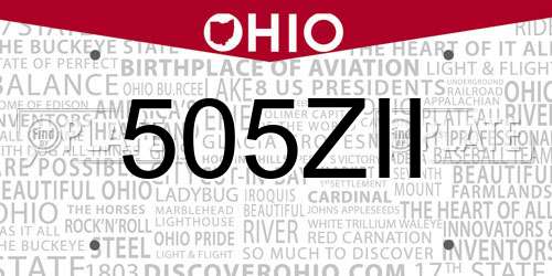 505ZII Ohio License Plate