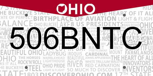 506BNTC Ohio License Plate