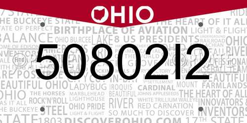 50802I2 Ohio License Plate