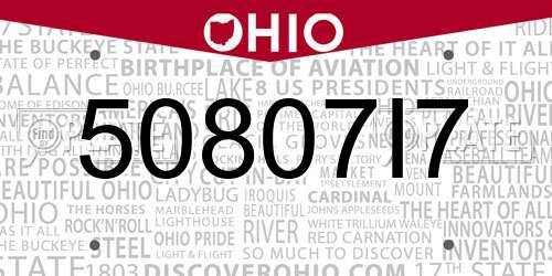 50807I7 Ohio License Plate