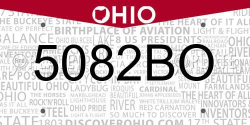5082BO Ohio License Plate