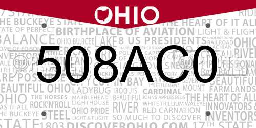 508AC0 Ohio License Plate