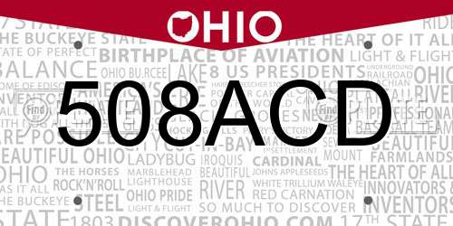 508ACD Ohio License Plate