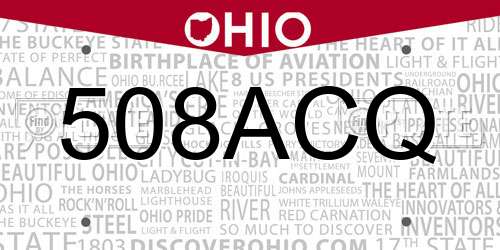 508ACQ Ohio License Plate