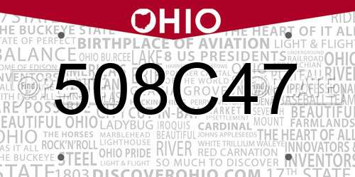 508C47 Ohio License Plate