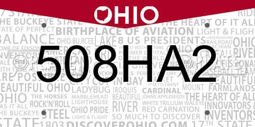 508HA2 Ohio License Plate