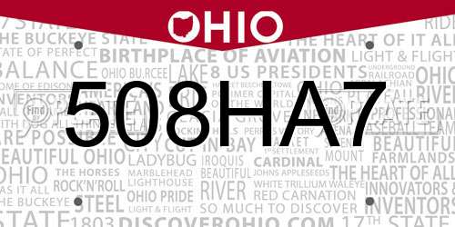 508HA7 Ohio License Plate