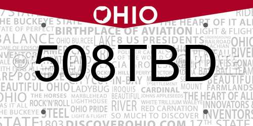 508TBD Ohio License Plate