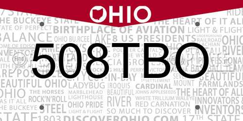 508TBO Ohio License Plate