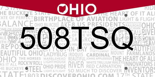 508TSQ Ohio License Plate