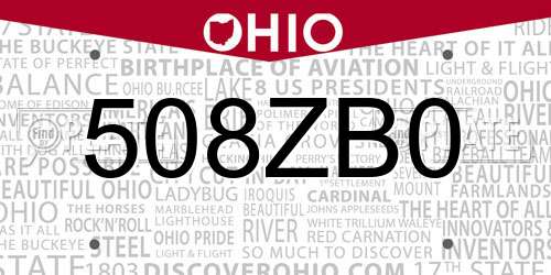 508ZB0 Ohio License Plate