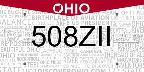 508ZII Ohio License Plate