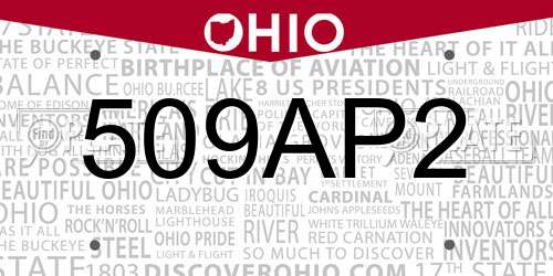 509AP2 Ohio License Plate