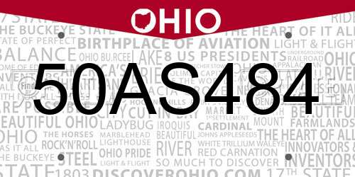 50AS484 Ohio License Plate
