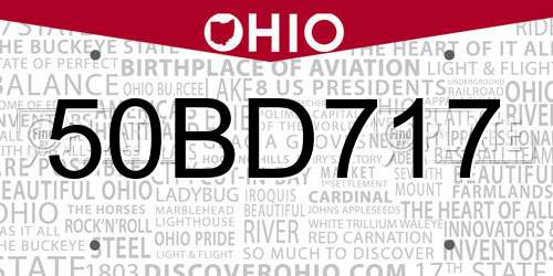 50BD717 Ohio License Plate