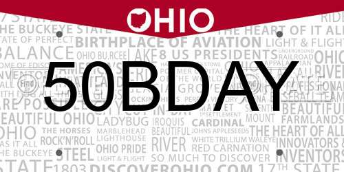 50BDAY Ohio License Plate