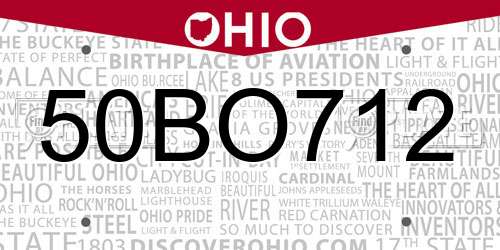 50BO712 Ohio License Plate